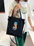 Letter & Sea Graphic Shopper Bag Canvas Casual