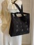 Large Shopper Bag Letter Embroidered Preppy