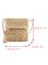 Small Flap Straw Bag Paper Beaded Tassel Decor