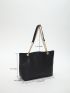 Minimalist Shoulder Tote Bag Double Handle Small Black