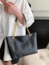 Minimalist Shoulder Tote Bag Double Handle Small Black