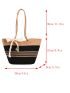 Medium Straw Bag Colorblock Twilly Scarf Decor