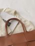 Large Capacity Tote Bag Solid Color Braided Design