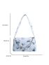 Trendy Zipper Shoulder Bag, Fashion Butterfly Pattern Underarm Bag, Stylish Chain Decor Purse