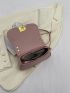 Minimalist Saddle Bag Flap Metal Decor Pink