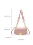 Minimalist Saddle Bag Flap Metal Decor Pink