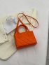 Quilted Square Bag Mini Double Handle Neon Orange
