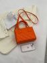 Quilted Square Bag Mini Double Handle Neon Orange