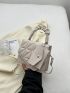 Quilted Square Bag With Coin Purse Ruched Handle Beige
