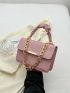 Crocodile Embossed Square Bag Chain Decor Pink