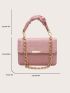 Crocodile Embossed Square Bag Chain Decor Pink