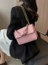 Crocodile Embossed Square Bag Chain Decor Pink