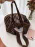 Large Capacity Crochet Bag Double Handle Hollow Out For Vacation Women's Simple Hollow Out Design Crochet Bag, Large Capacity Shopping Bag, Thick Needle And Thread Hand Bill Of Lading Shoulder Bag