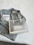 Letter Graphic Shoulder Tote Bag Contrast Binding With Inner Pouch, Clear Bag