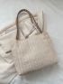 Small Straw Bag Twilly Scarf Decor Colorblock