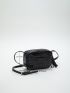 Crocodile Embossed Square Bag Tassel Decor Black