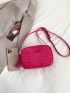 Small Square Bag Neon Pink Crocodile Embossed Tassel Decor Funky Style