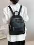 Medium Functional Backpack Letter Embossed Detail With Adjustable Strap