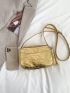 Crocodile Embossed Square Bag Tassel Decor Funky Gold