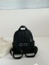 Medium Functional Backpack Letter Embossed Detail With Adjustable Strap