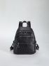 Medium Functional Backpack Letter Embossed Detail With Adjustable Strap