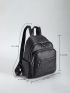 Medium Functional Backpack Letter Embossed Detail With Adjustable Strap