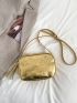 Crocodile Embossed Square Bag Tassel Decor Funky Gold