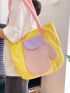 Colorblock Shopper Bag Small Double Handle For Daily Outing