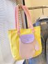 Colorblock Shopper Bag Small Double Handle For Daily Outing