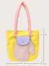 Colorblock Shopper Bag Small Double Handle For Daily Outing