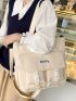 Letter Patch Decor Shopper Bag Casual For Daily Outing