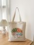 Tree Graphic Shopper Bag Small Canvas For Shopping