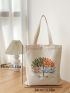 Tree Graphic Shopper Bag Small Canvas For Shopping