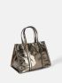 Medium Square Bag Metallic Pattern Double Handle Funky Style