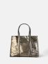 Medium Square Bag Metallic Pattern Double Handle Funky Style