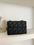 Quilted Square Bag Flap PU Black