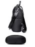 Metal Detail Classic Backpack Zipper Black Fashionable