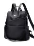 Metal Detail Classic Backpack Zipper Black Fashionable