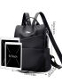 Metal Detail Classic Backpack Zipper Black Fashionable