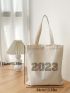 Small Shopper Bag Letter Graphic Canvas