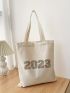 Small Shopper Bag Letter Graphic Canvas