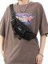 Letter Graphic Waist Bag Large Capacity Black