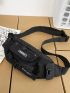 Letter Graphic Waist Bag Large Capacity Black