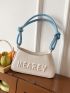 Letter Graphic Hobo Bag Medium Colorblock Fashionable