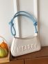 Letter Graphic Hobo Bag Medium Colorblock Fashionable