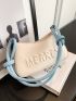 Letter Graphic Hobo Bag Medium Colorblock Fashionable