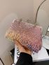 Sequin Decor Square Bag Kiss Lock For Party