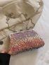 Sequin Decor Square Bag Kiss Lock For Party