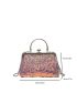 Sequin Decor Square Bag Kiss Lock For Party