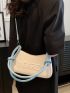 Letter Graphic Hobo Bag Medium Colorblock Fashionable